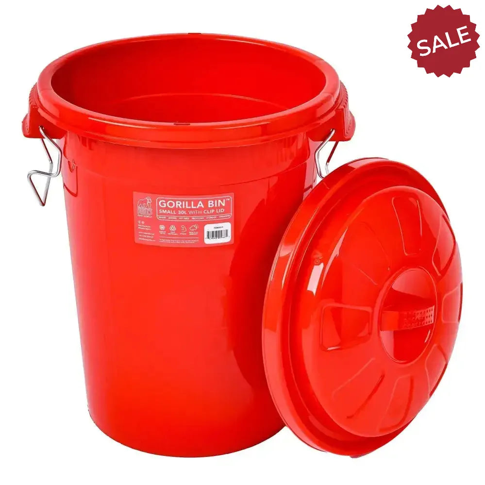Red Gorilla Bin with Clip Lid Red 30 Litres Feed Bins