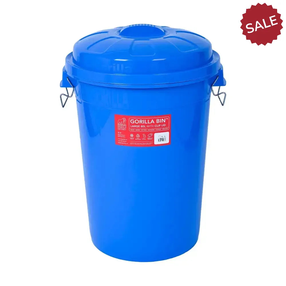 Red Gorilla Bin with Clip Lid Blue 30 Litre Feed Bins