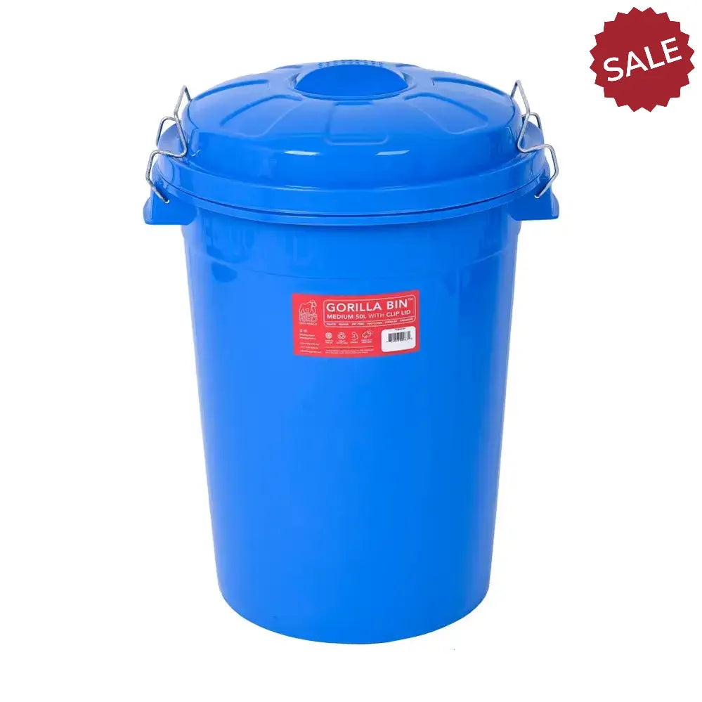Red Gorilla Bin with Clip Lid Blue 30 Litre Feed Bins