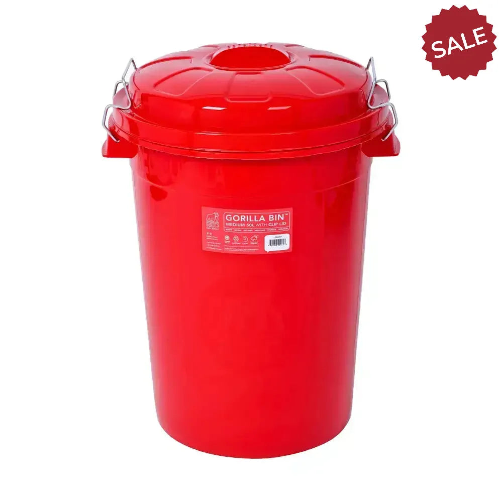Red Gorilla Bin with Clip Lid Red 30 Litres Feed Bins