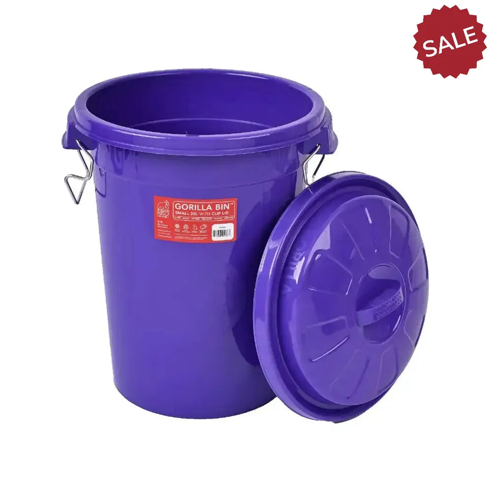 Red Gorilla Bin with Clip Lid Purple 30 Litres Feed Bins