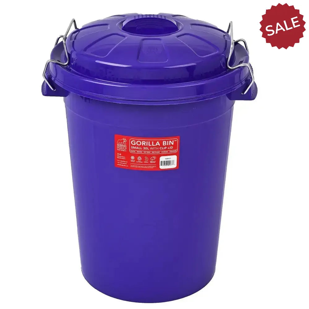 Red Gorilla Bin with Clip Lid Purple 30 Litres Feed Bins