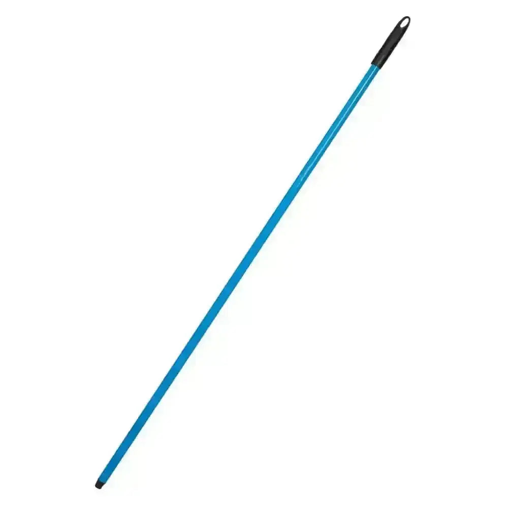 Blue plastic coated steel gorilla broom handle with black grip and tip for easy cleaning tasks