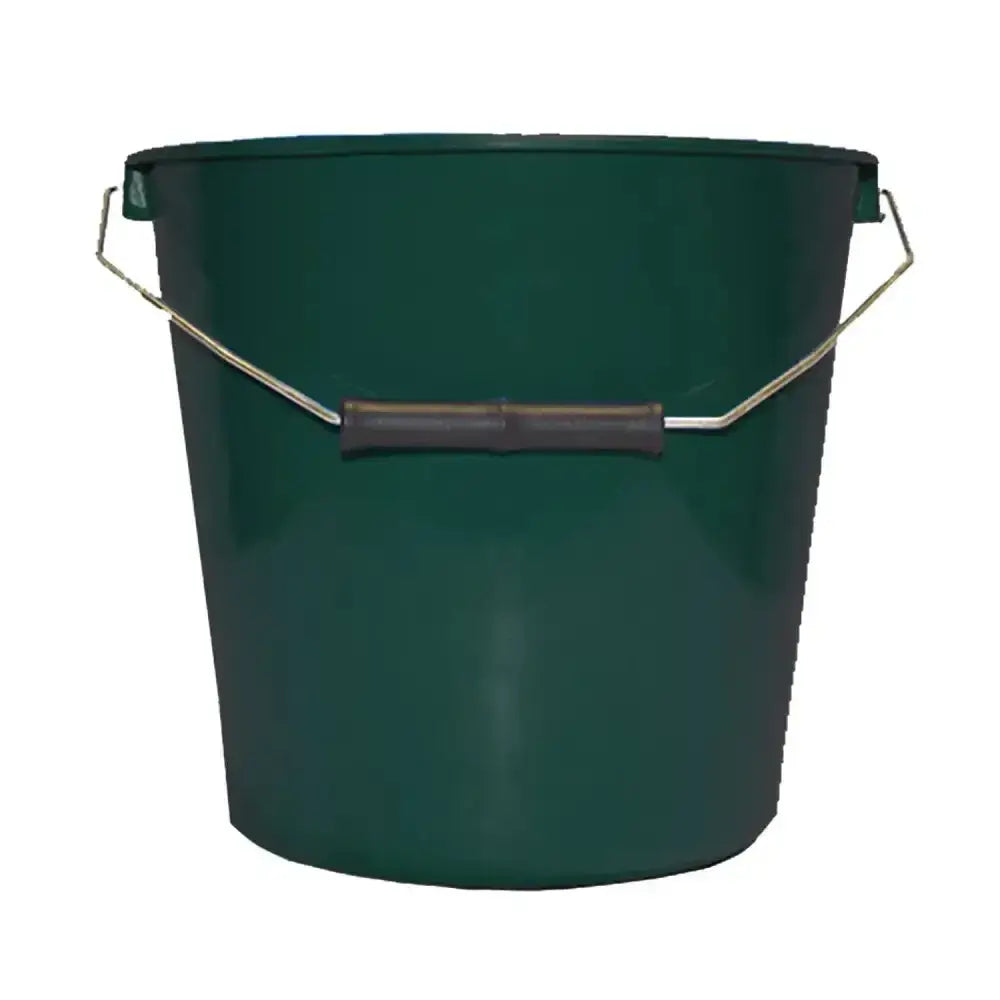 Dark green plastic gorilla calf bucket with metal handle and black grip perfect for feeding calves