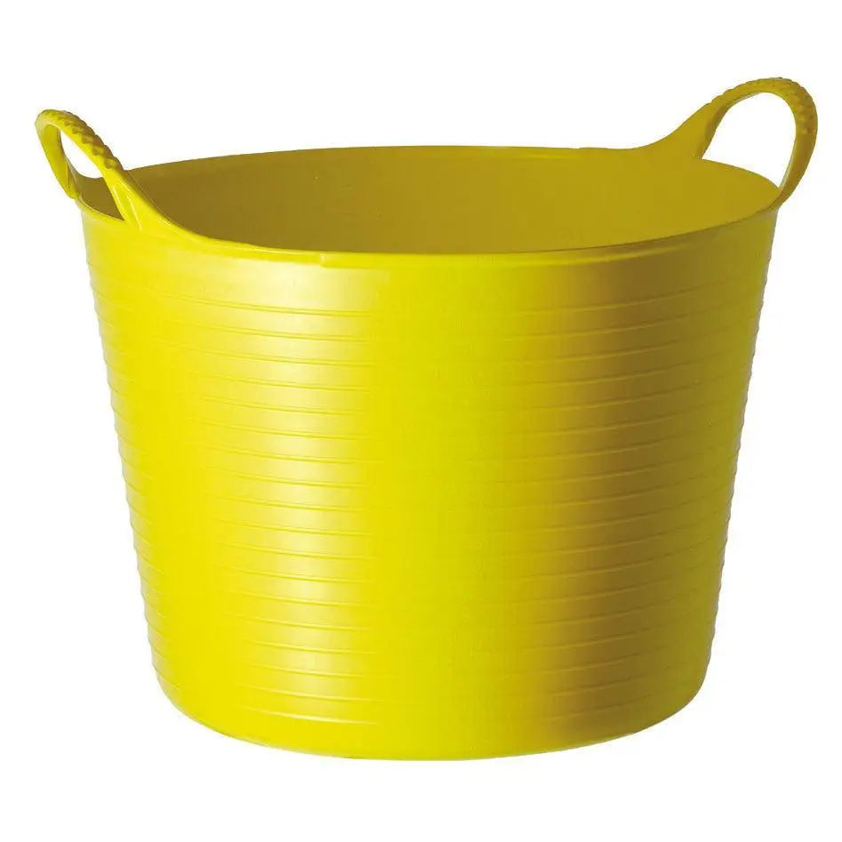 Bright yellow red gorilla flexible bucket 14l with textured sides and two looped handles for easy carrying