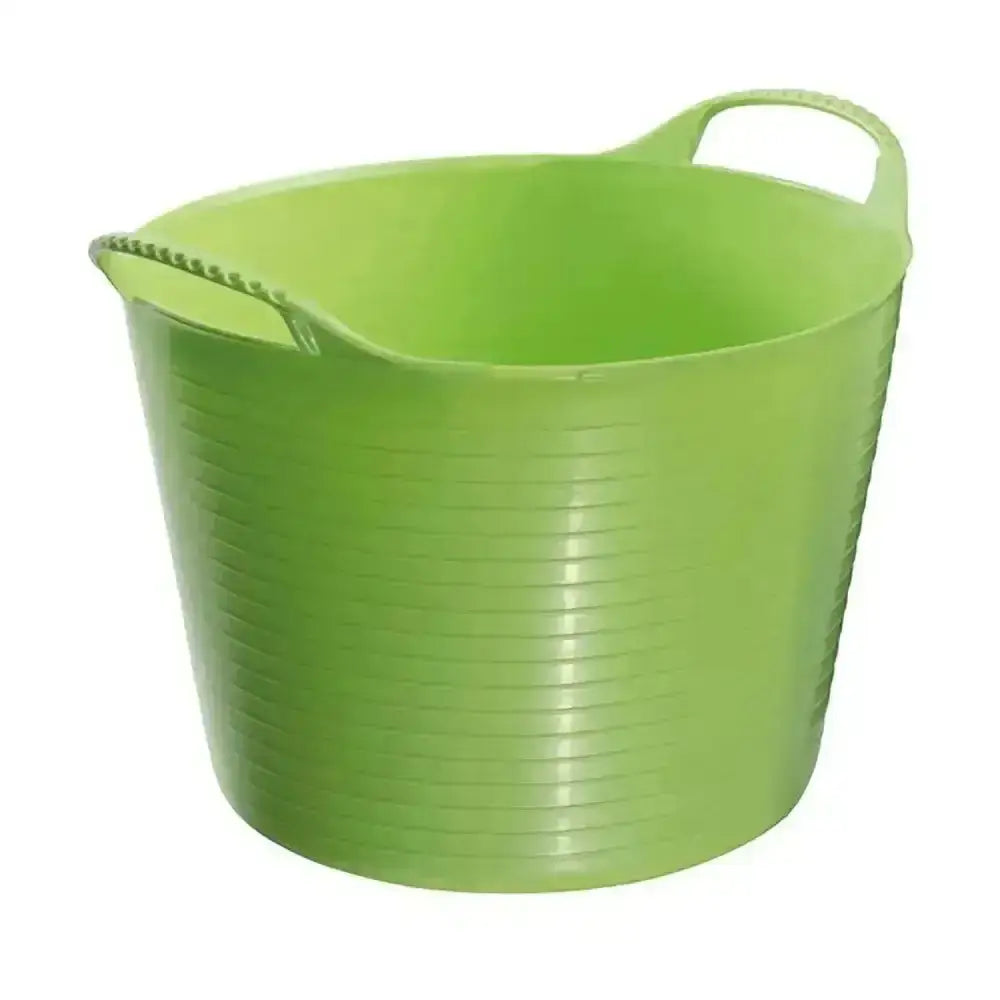 Bright lime green plastic gorilla flexible bucket medium with ribbed sides and two integrated handles 26l capacity
