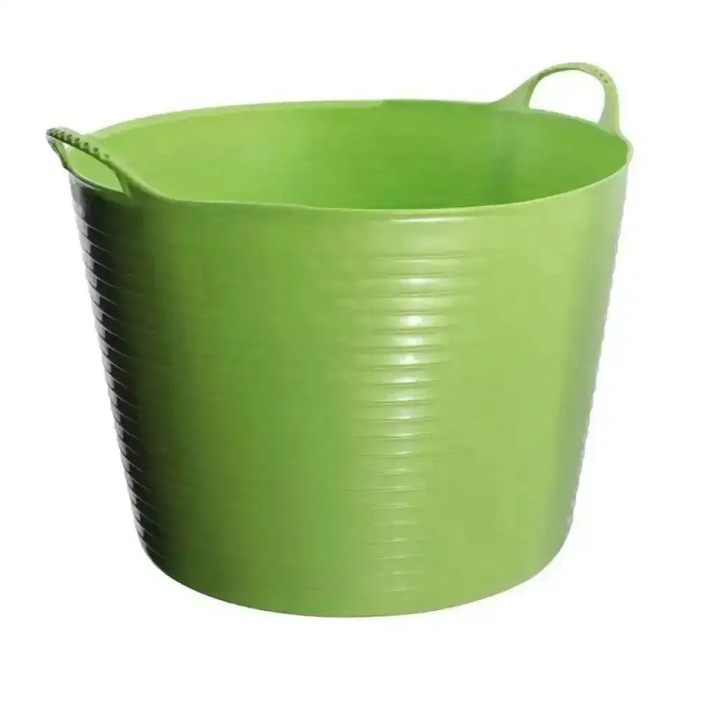 Bright green ribbed plastic bucket with handles from red gorilla flexible 38l large flexible feed bowl