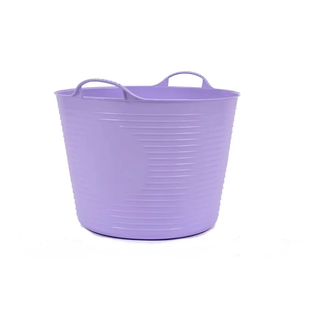 Purple plastic red gorilla flexible bucket 38l large with integrated handles and ribbed sides for flexible feed use