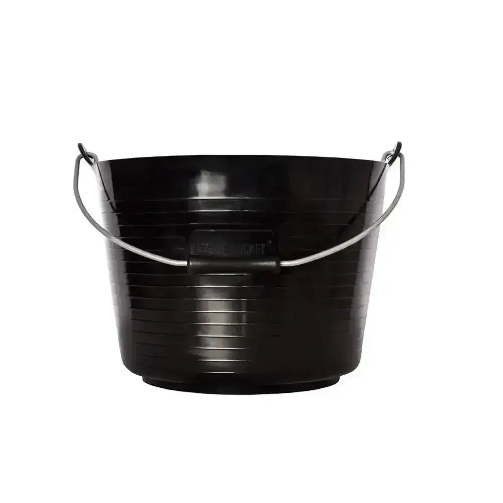 Black red gorilla flexible bucket with silver metal handle featuring strong flexible design and 22l capacity