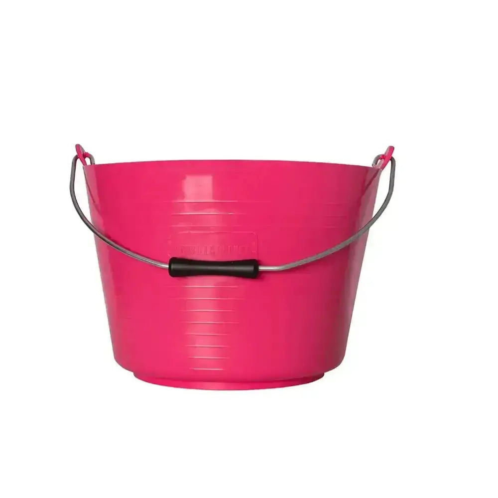 Vibrant pink red gorilla flexible bucket with strong flexible metal handle and black grip for easy carrying 22l capacity