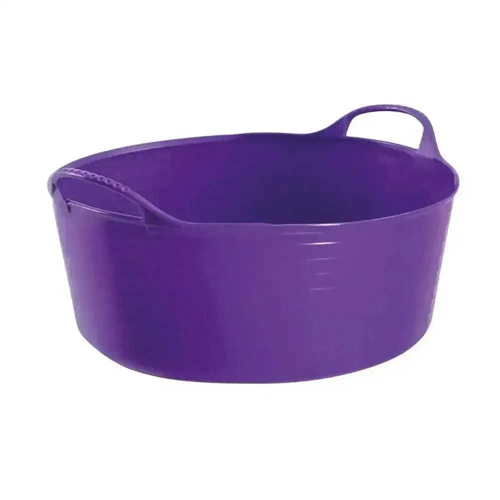 Purple plastic red gorilla flexible shallow bucket 15l with integrated handles for easy carrying