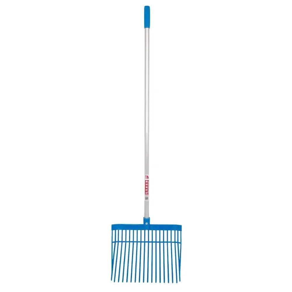 Blue plastic gorilla pc bedding fork with balanced aluminium handle and blue grip straight handle design