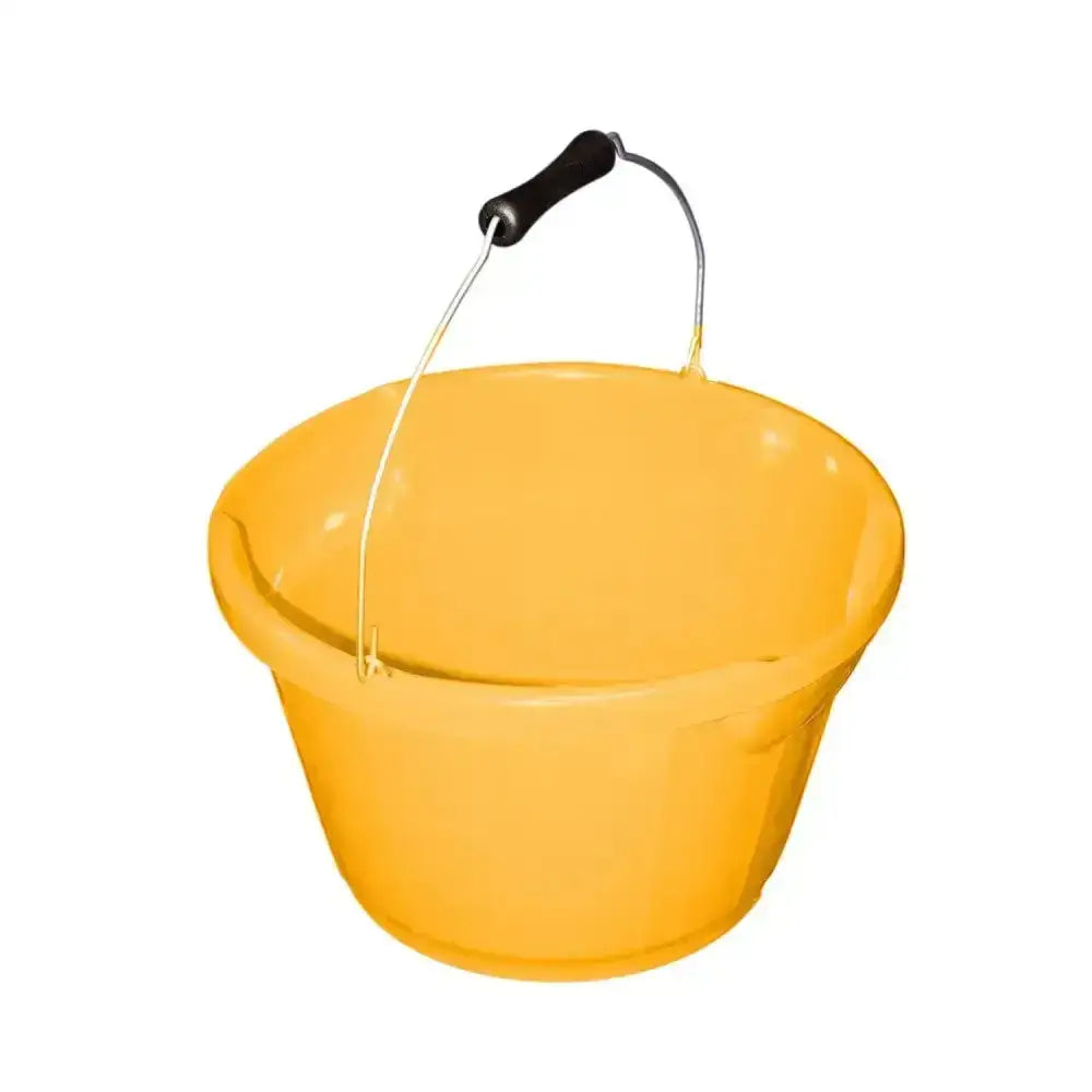 Bright yellow red gorilla plas feed bucket 10 lt with black handled metal wire recycled polymer coloured feed bucket