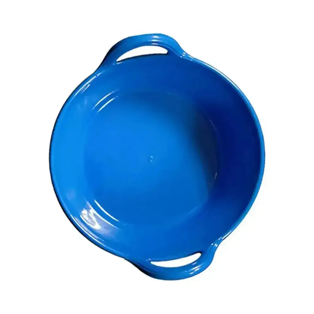 Vibrant cobalt blue ceramic baking dish with two handles featured alongside red gorilla plas feed skip small coloured feed skip