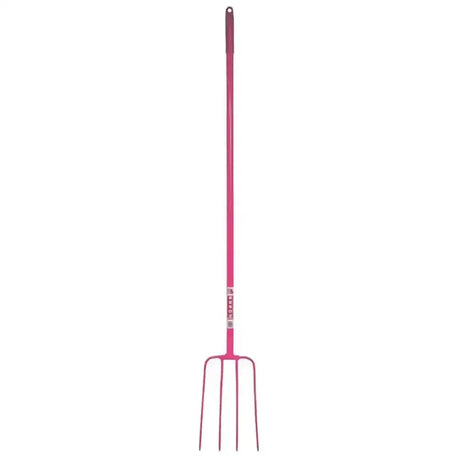 Red Gorilla Tubular Manure Fork 4 Prong 48" Long Shaft Pink Forks