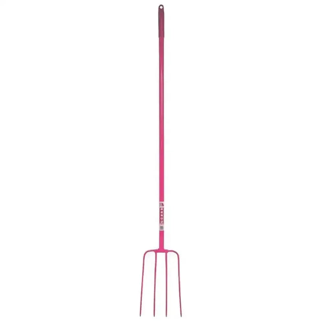 Red Gorilla Tubular Manure Fork 4 Prong 48" Long Shaft Pink Forks