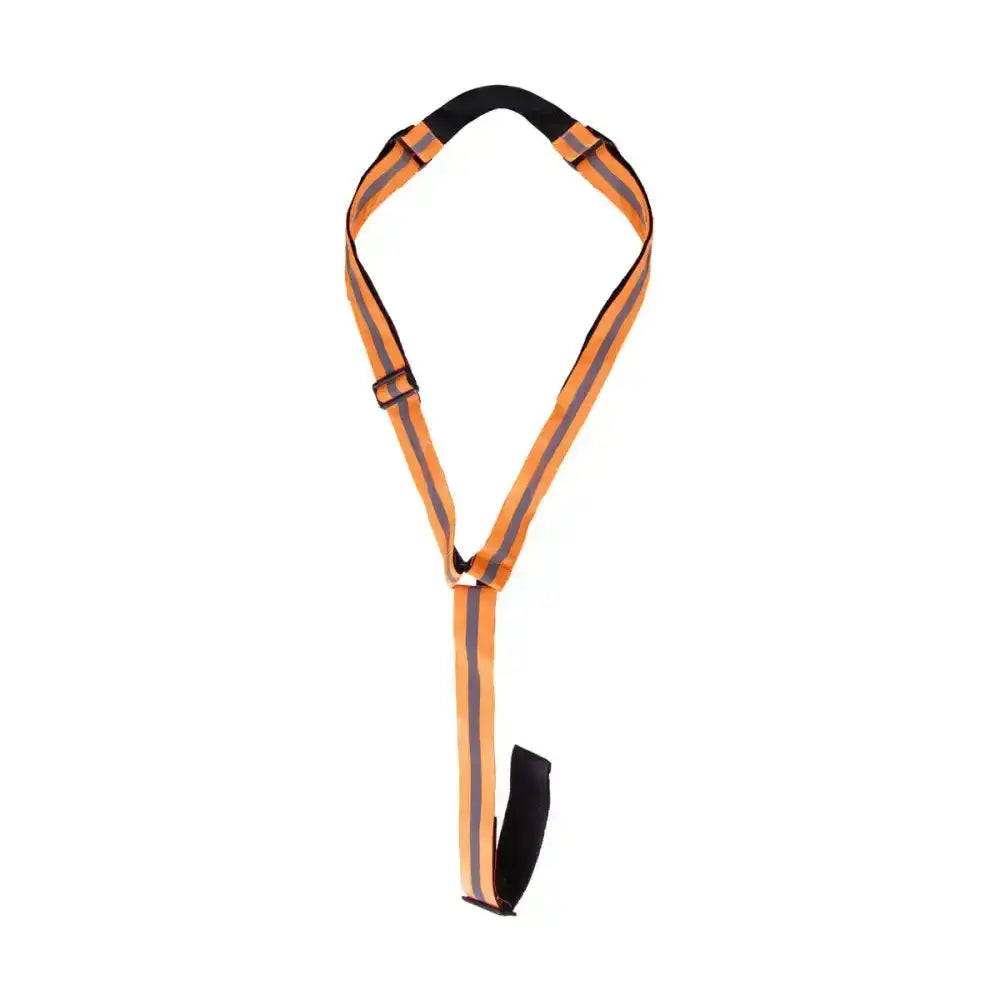 Orange reflective martingale strap with black reinforced ends and adjustable buckle to stay safe by hy equestrian