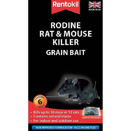 Rentokil Rodine Rat & Mouse Killer Grain Bait 6 Sachet Pest Control