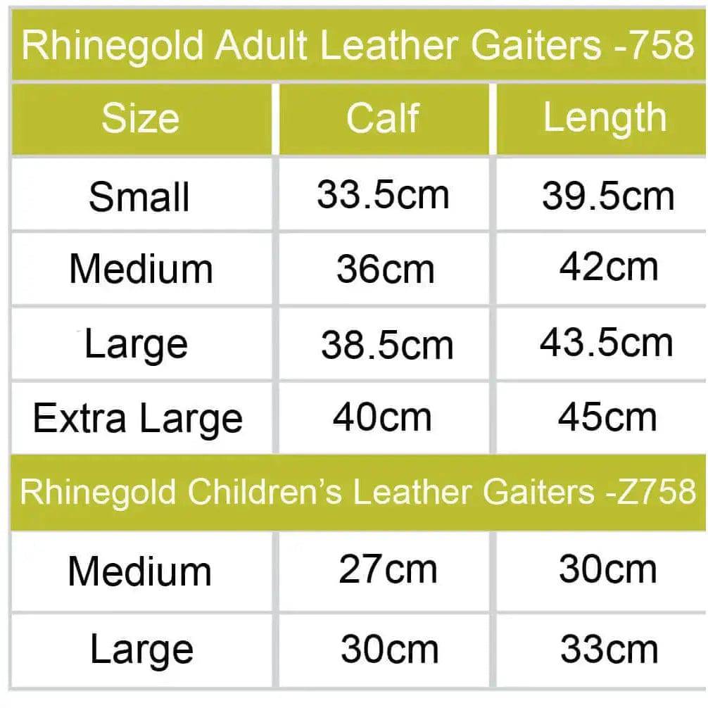 Rhinegold Adult Leather Gaiters Black Large Rhinegold Chaps & Gaiters Barnstaple Equestrian Supplies