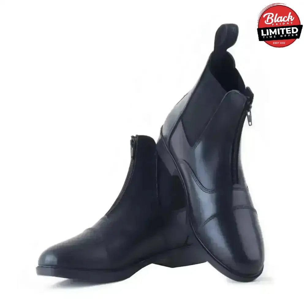 Rhinegold Boston Front Zip Paddock Boots Black 6 Short Riding Boots