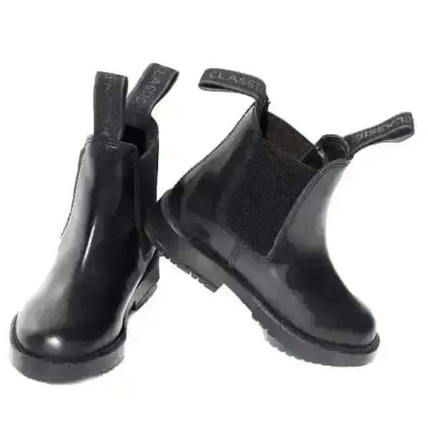 Rhinegold Childrens Classic Leather Jodhpur Boots Black 10 - Child Short Riding Boots