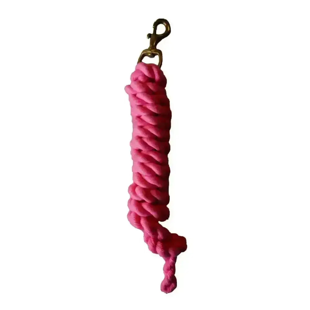 A vibrant pink rhinegold cotton lead rope with brass clip perfect for everyday lead ropes use