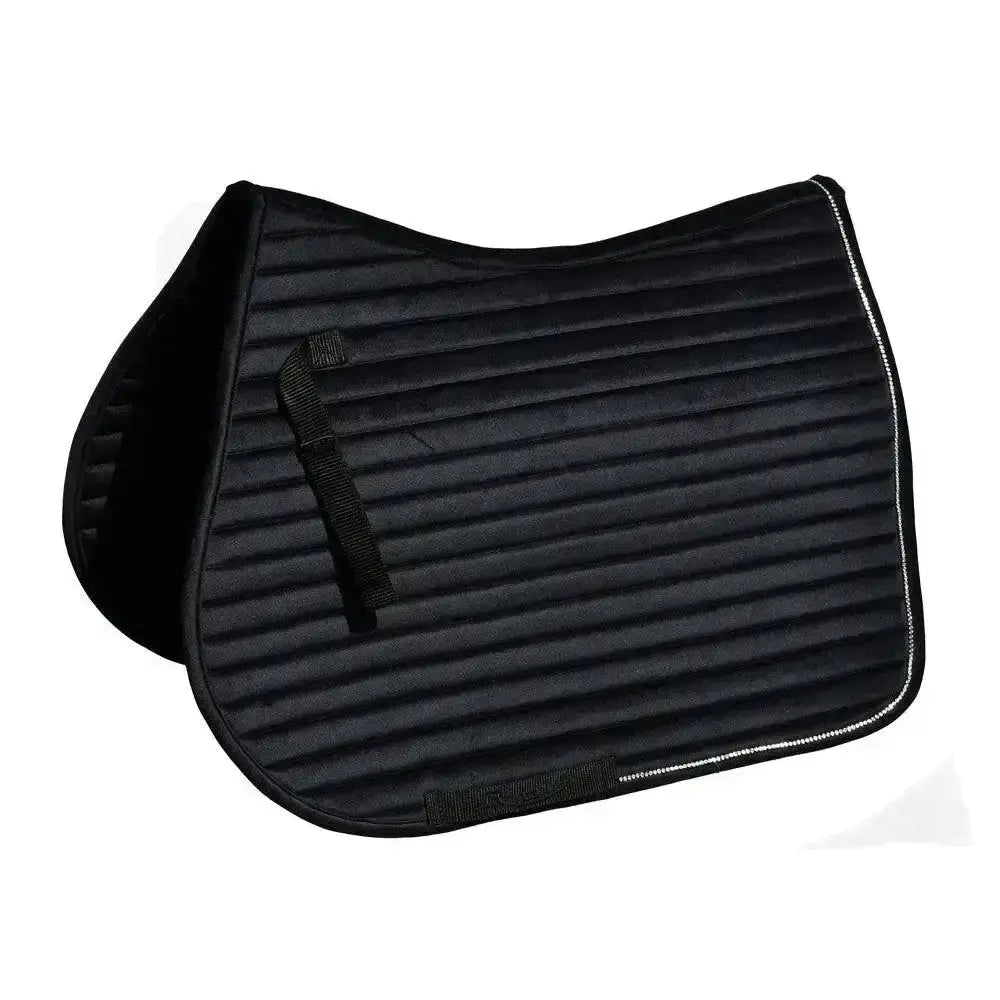 Rhinegold Diamante Channel Quilt GP Saddle Pad Black Pony Saddle Pads