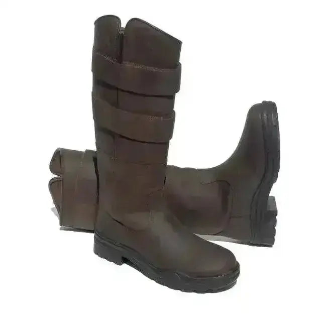 Dark brown rhinegold elite childs colorado country boots with rugged straps and durable rubber sole for kids