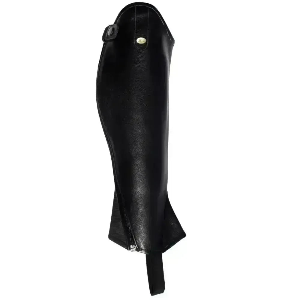 Rhinegold Elite Curved Zip Leather Gaiters Black Large Chaps & Gaiters