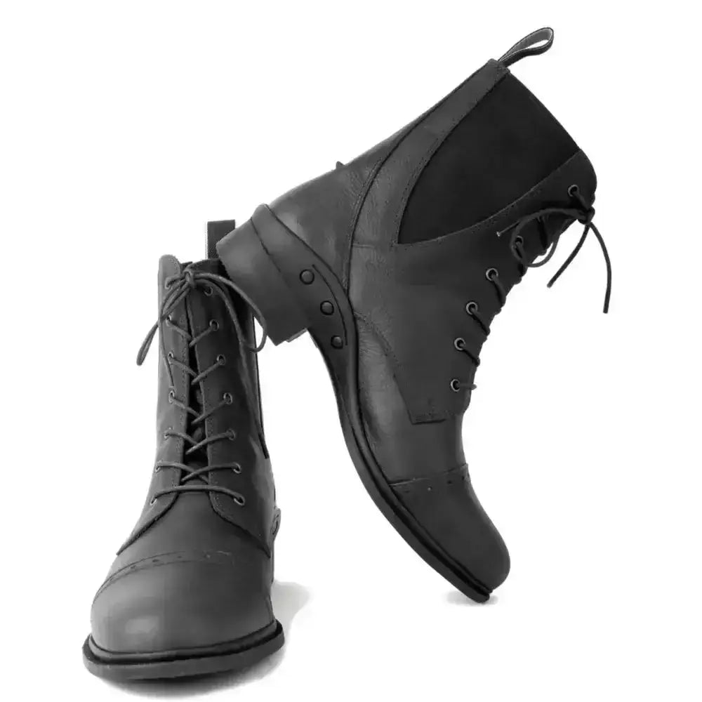 Black leather rhinegold elite indiana lace paddock boots with sleek design reinforced stitching and waxy leather finish