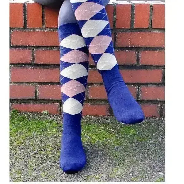 Rhinegold Fully Cushioned Sole Riding Socks Pink/Navy Ladies One Size Riding Socks