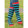 Rhinegold Ladies Soft Touch Knee High Socks Black/Turquoise Ladies One Size Riding Socks