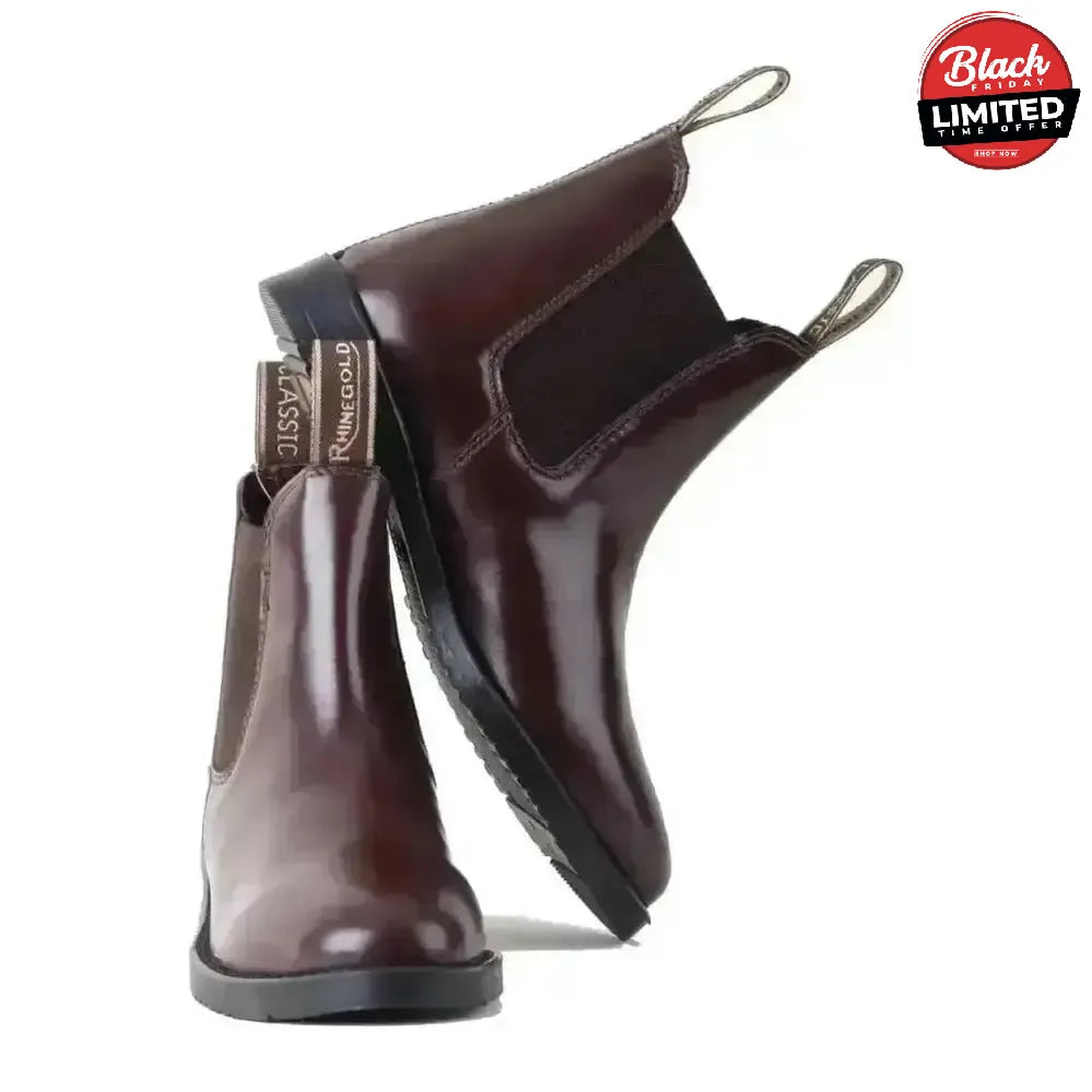 Rhinegold Leather Jodhpur Boots Classic - Adults Black 6 Short Riding Boots