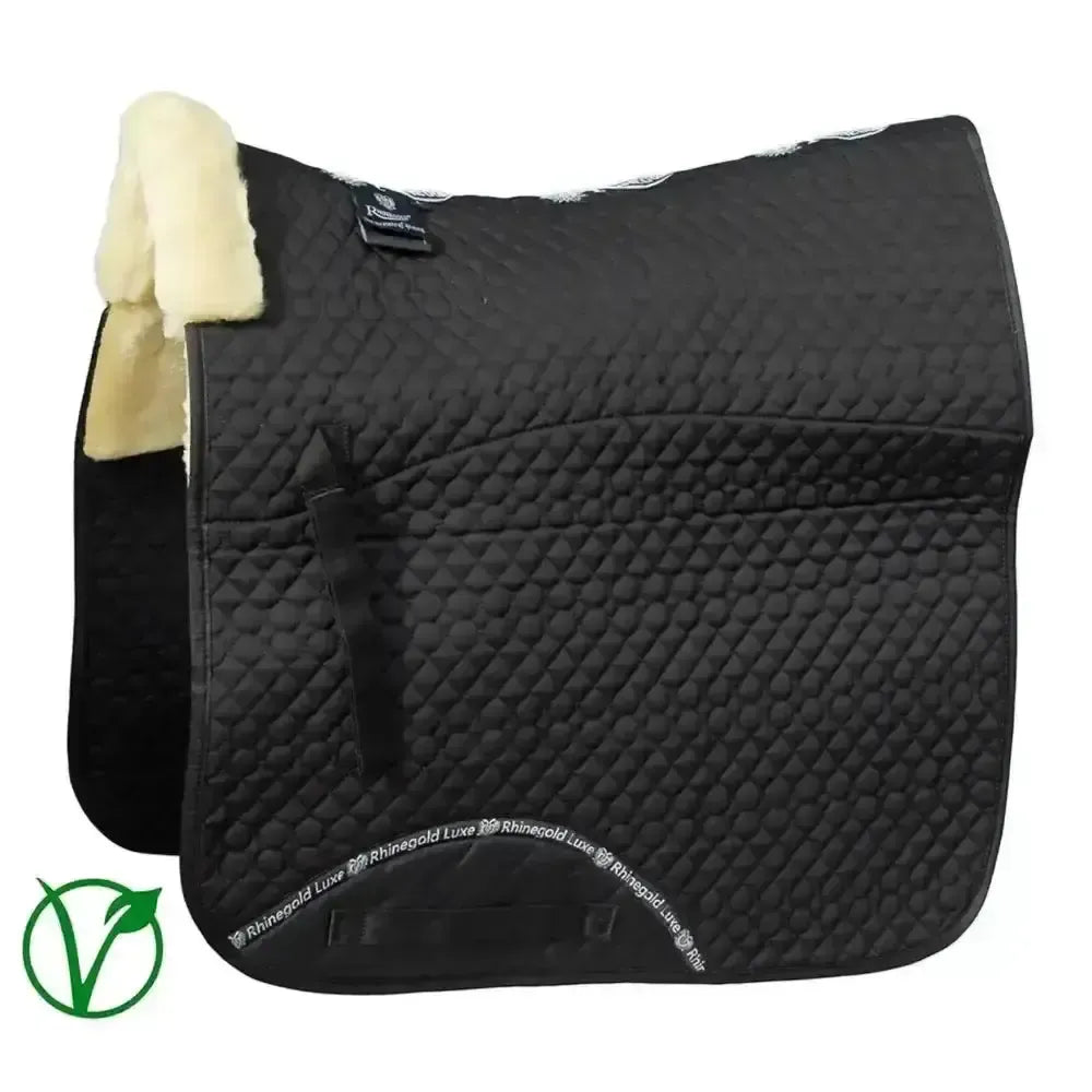 Rhinegold Luxe Fur Dressage Saddle Cloth Black / Natural Pony Dressage Saddle Pads
