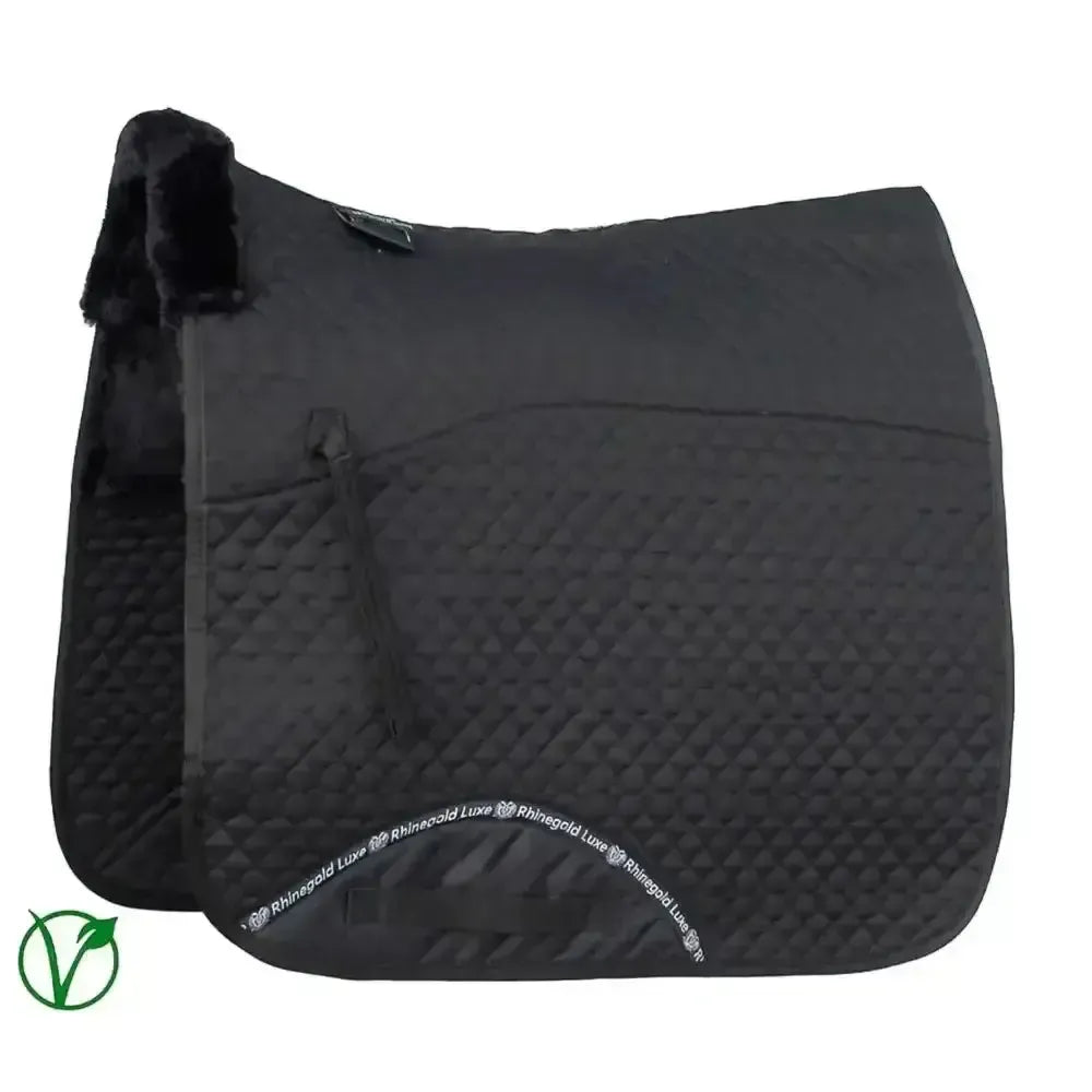 Rhinegold Luxe Fur Dressage Saddle Cloth Black / Black Pony Dressage Saddle Pads