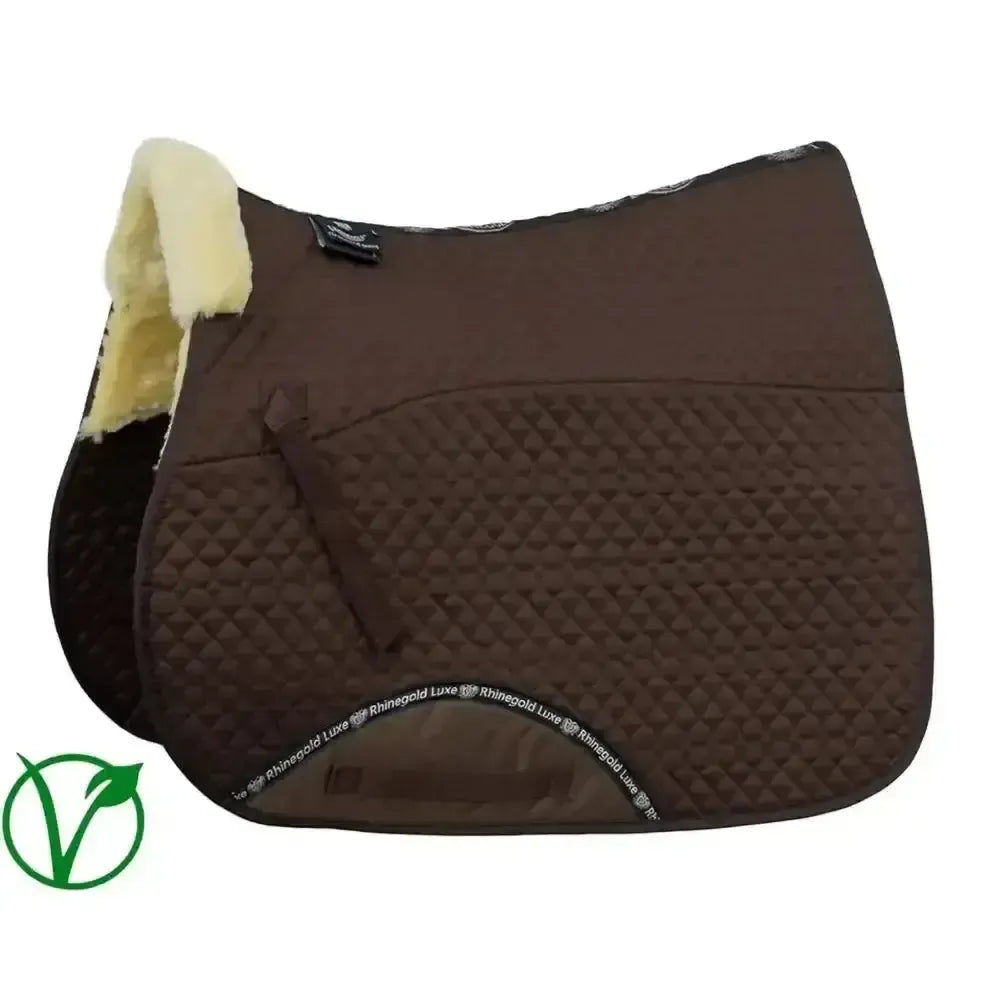 Rhinegold Luxe Fur Lined Saddle Cloth Brown / Natural Pony Saddle Pads