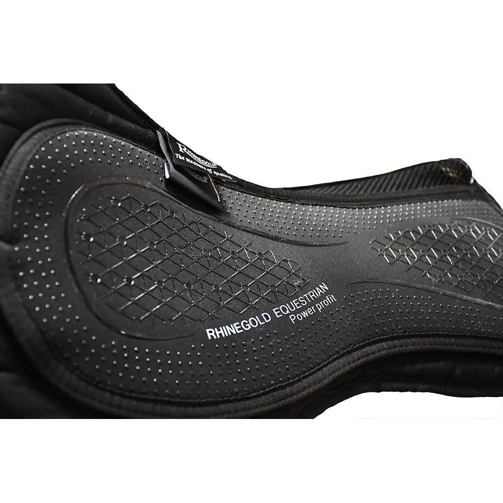 Black rhinegold luxe lined silicone top saddle pad with textured rubber grip and stitched edges for riding comfort
