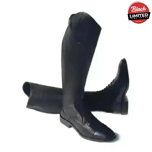 Rhinegold Luxus Extra Short Leather Riding Boots Black 36 EU / 3 0 Long Riding Boots