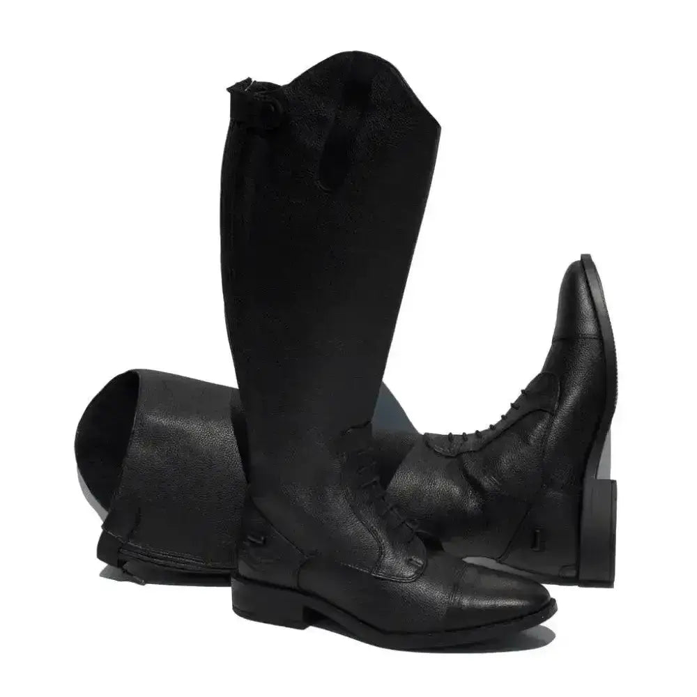 Rhinegold Luxus Extra black leather riding boots with extra wide calf and sleek lace-up design