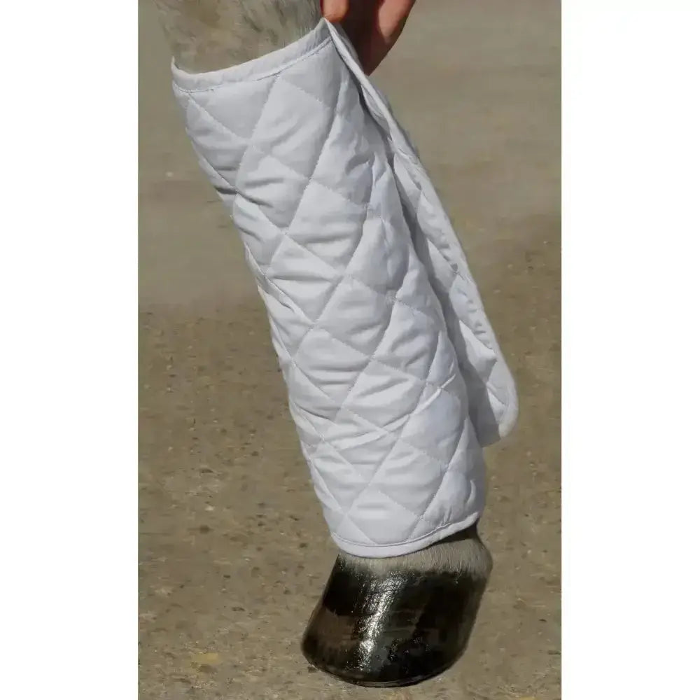 White rhinegold quilted leg cotton wrap with diamond stitching pattern for horse leg protection