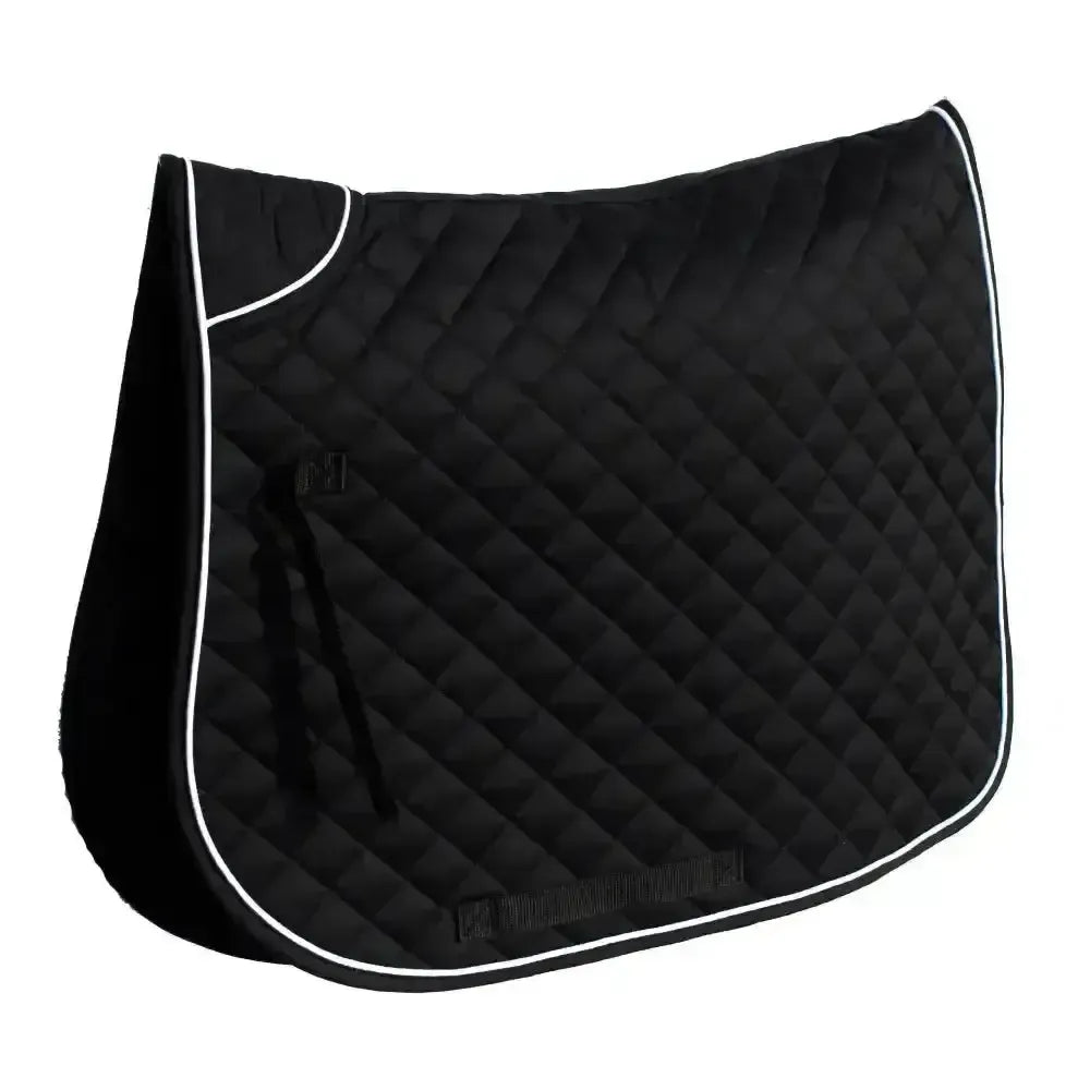 Rhinegold Quilted Saddle Cloths With Twin Binding Black Cob Saddle Pads