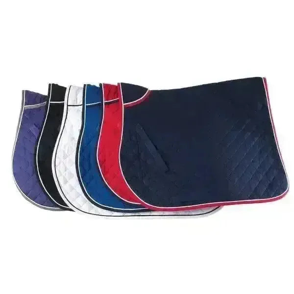 Rhinegold Quilted Saddle Cloths With Twin Binding Black Cob Saddle Pads