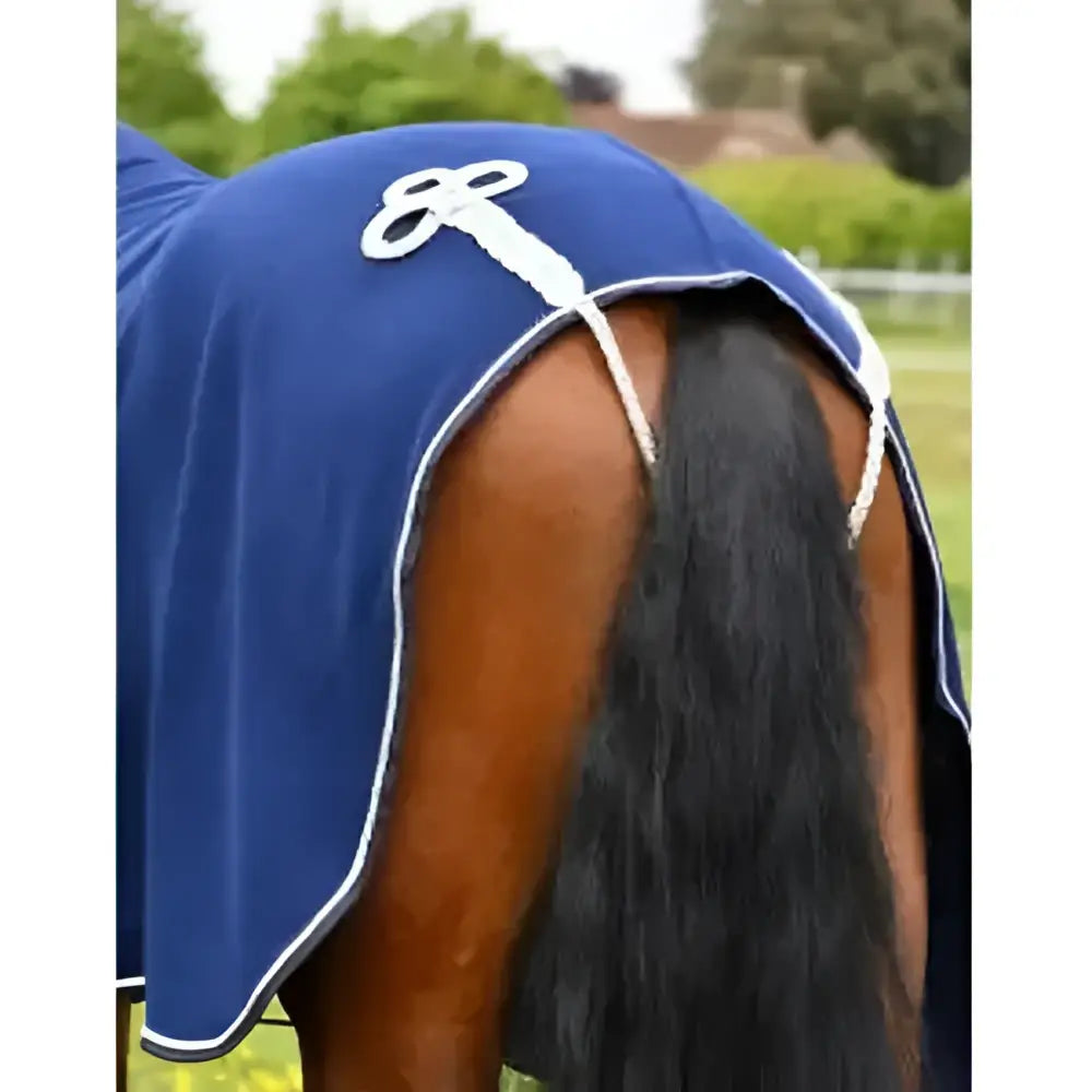 Blue velvet Rhinegold show fleece with padded fur collar and quality anti-pill fleece featuring a key fastener
