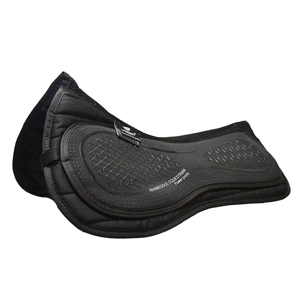 Black quilted rhinegold silicone top saddle pad with textured grip and mesh panels memory foam saddle pad