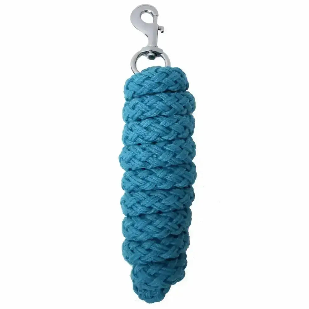 Teal rhinegold spiral weave lead rope with silver clip features durable polycotton weave finish for horses