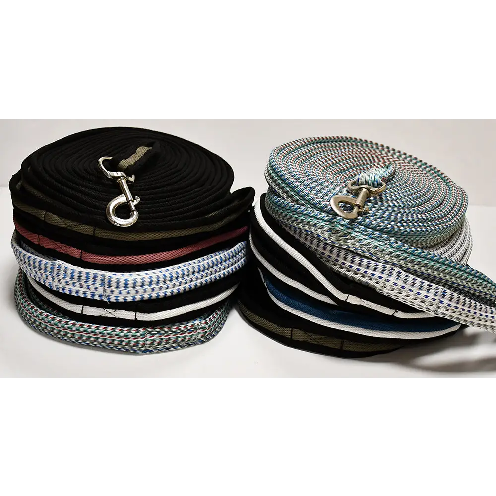 Rhinegold Supersoft Padded Lunge Rein Black / White Lunge Lines
