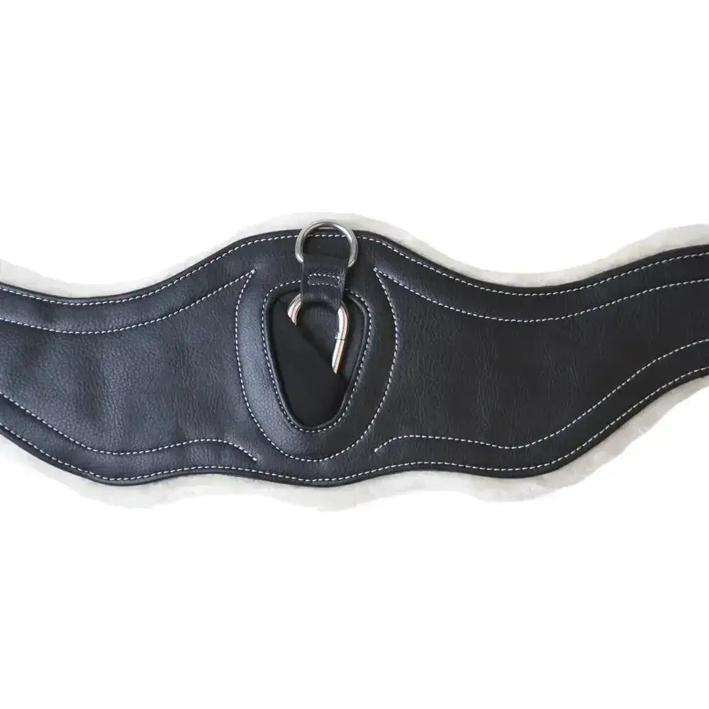 Black leather horse halter with white stitching and silver ring for rhinegold vegan friendly fleece lined girth