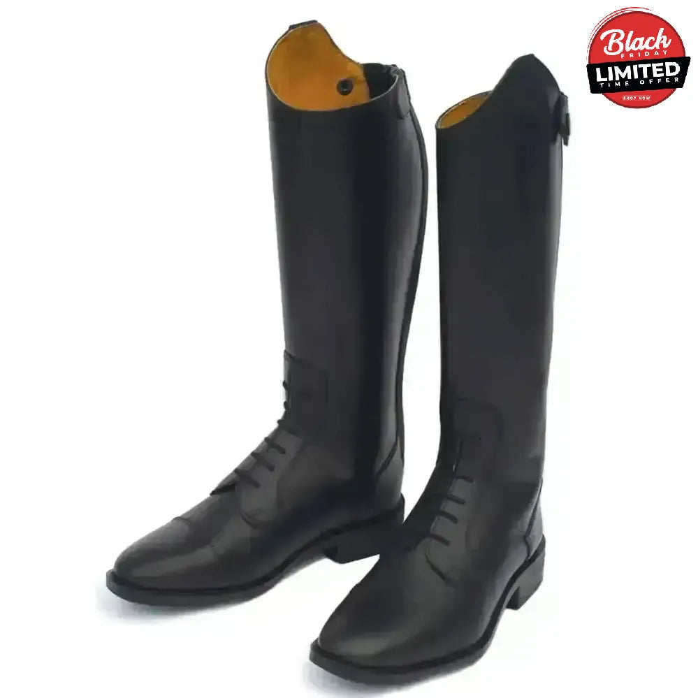 Rhinegold Young Rider Berlin Long Leather Riding Boots BLACK 1(EU34) Long Riding Boots