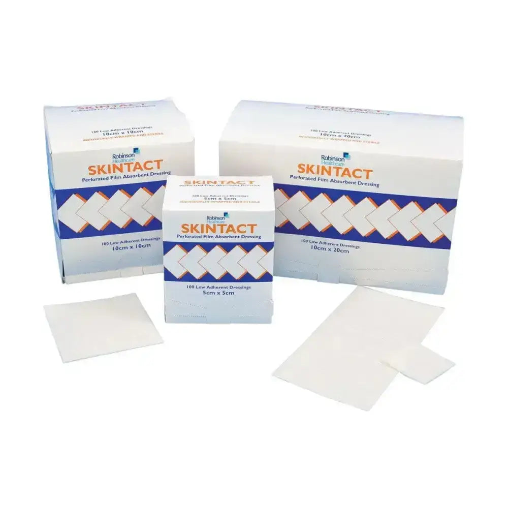 White perforated robinson skintact 10cm low adherent absorbent wound dressing boxes for gentle wound care