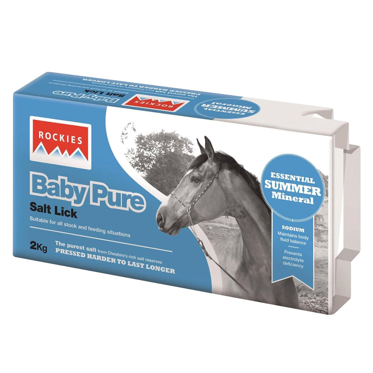 Rockies Baby Pure Salt Lick Horse Licks Treats and Toys Single 2Kg Block Barnstaple Equestrian Supplies
